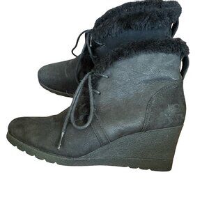 UGG Australia Boots Suede Lace-Up Wedge Jeovana Classic Femme Shearling 7.5